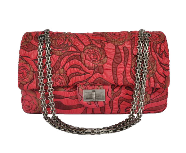 7A Fake Chanel 2.55 Rose Flap Bag 4771 Red Silver Hardware